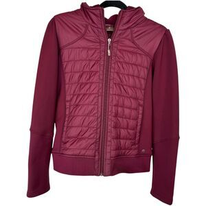 Calia Burgundy purple athletic puff jacket with hood zip pockets Size Medium